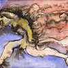 'Der rasende Roland' - Tuschezeichnung, koloriert - 12 x 16 cm - 16.05.11 